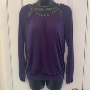 Guess Cold Shoulder Purple Blouse Size XS
